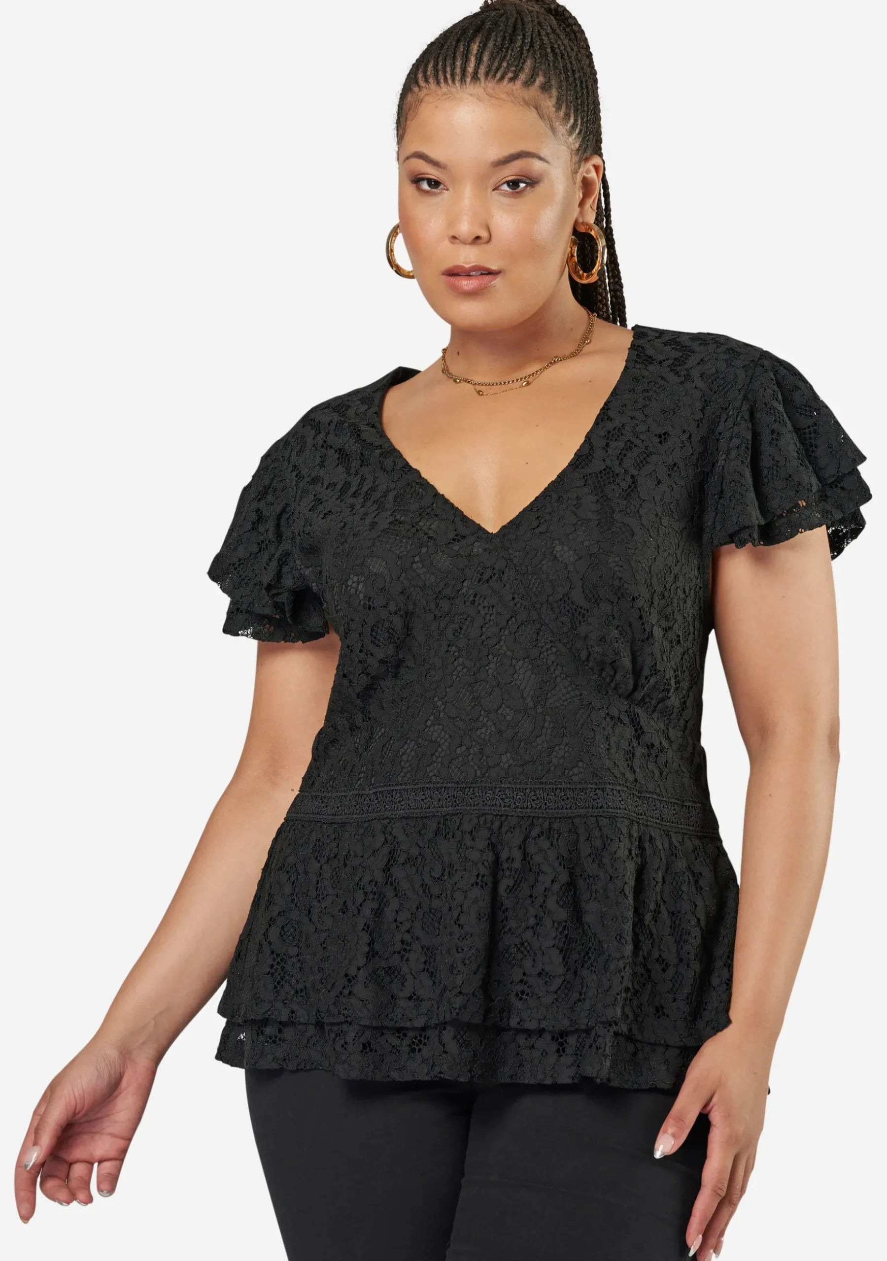 Daisy Lace Peplum Top