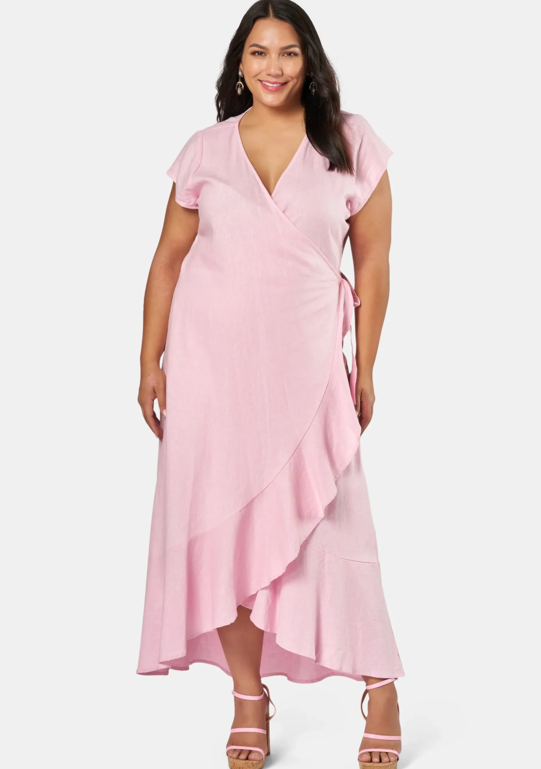 Fake Love Linen Wrap Dress