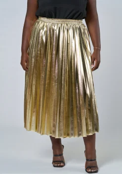 Halle Metallic Pleated Skirt