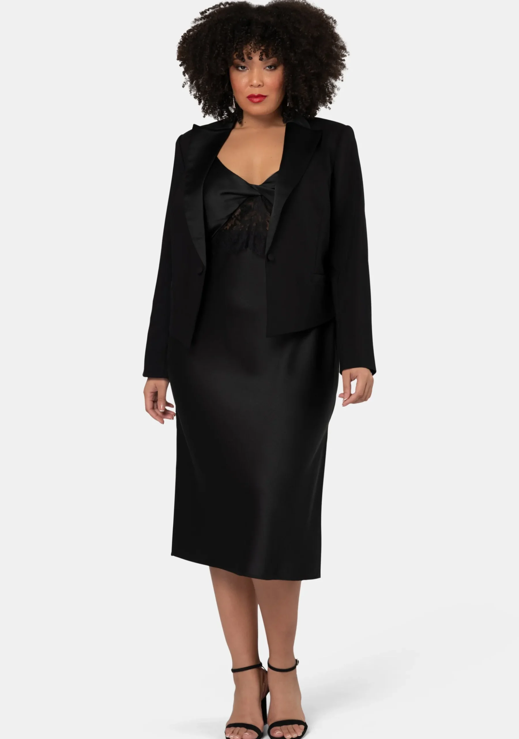 Her Satin Trim Crop Blazer