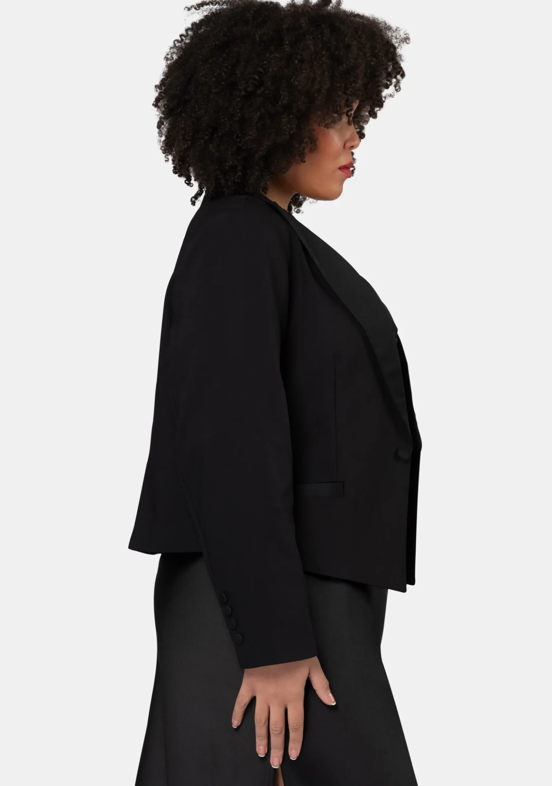Her Satin Trim Crop Blazer