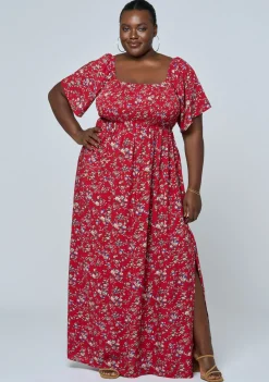 Ivy Shirred Print Maxi Dress