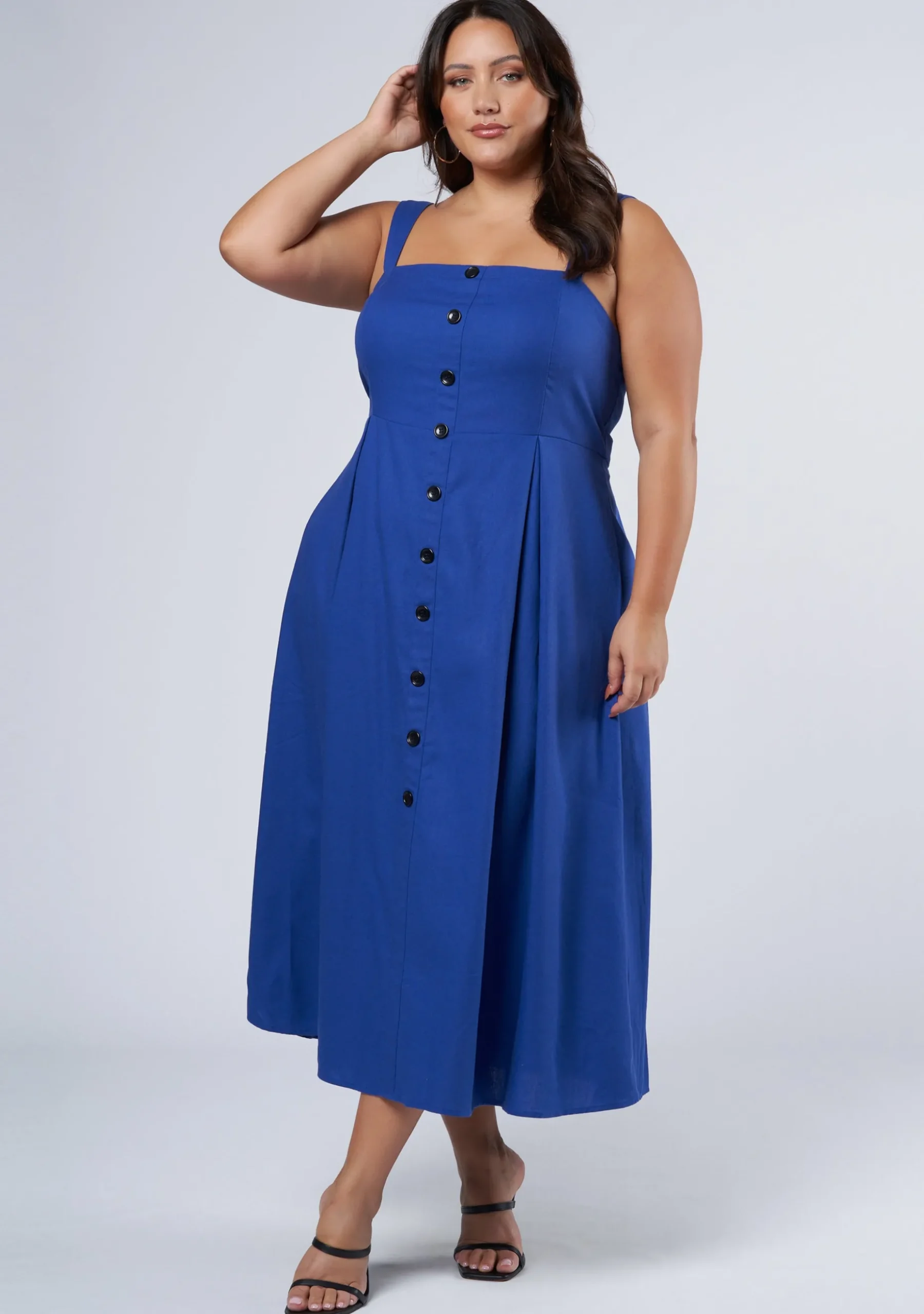 Mia Button Through Midi Dress