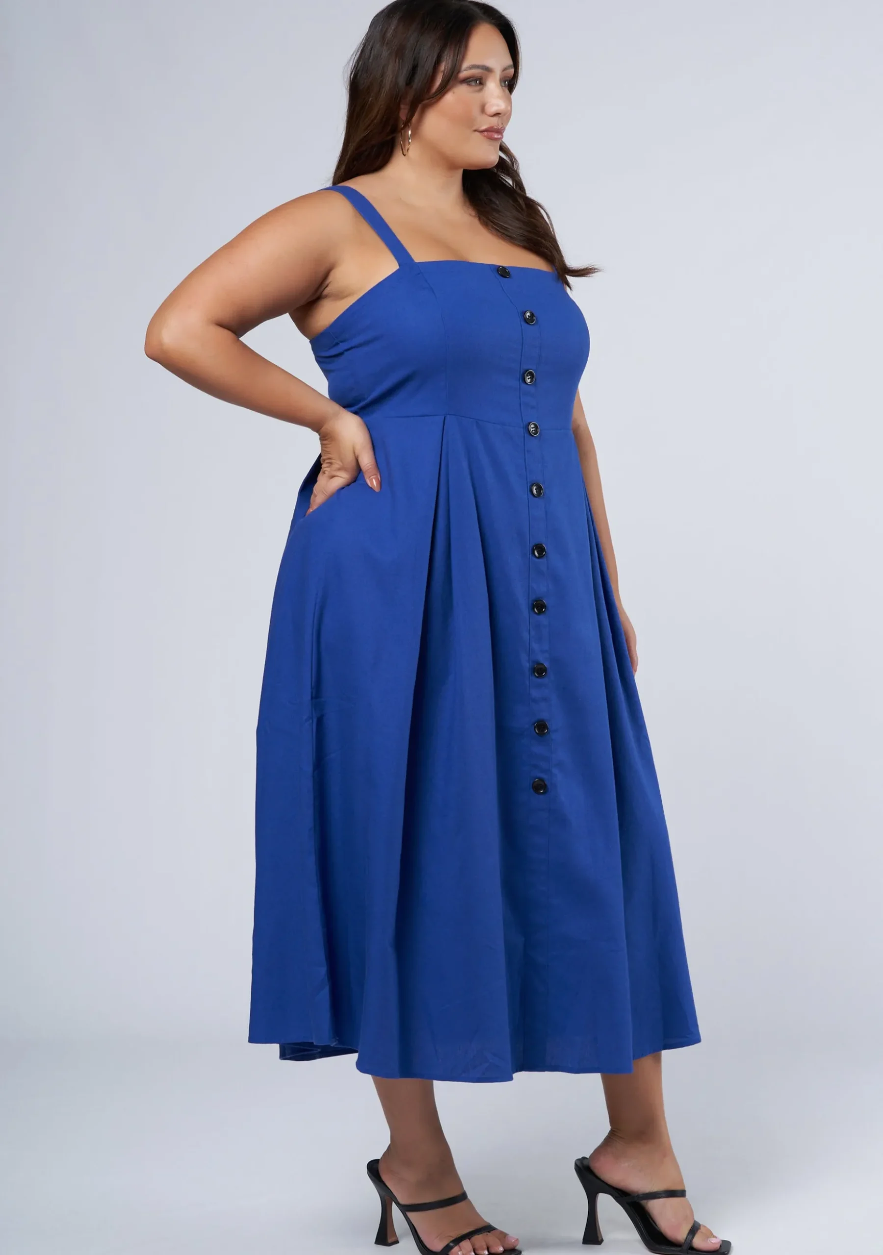 Mia Button Through Midi Dress
