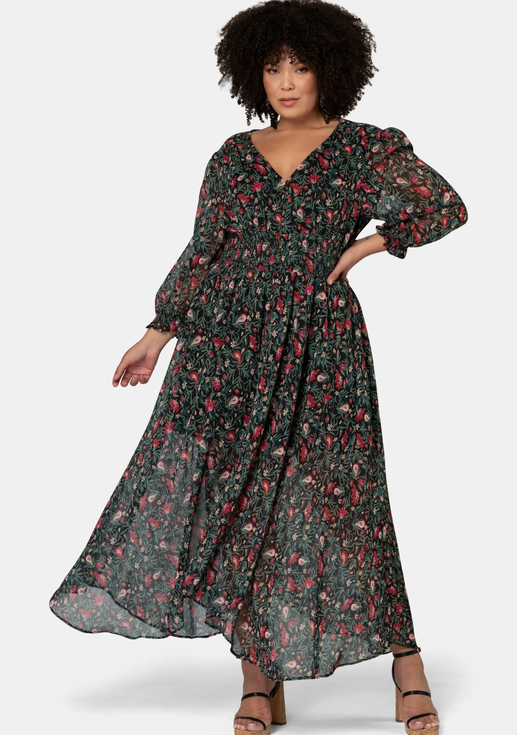 Next Universe Rose Print Maxi Dress