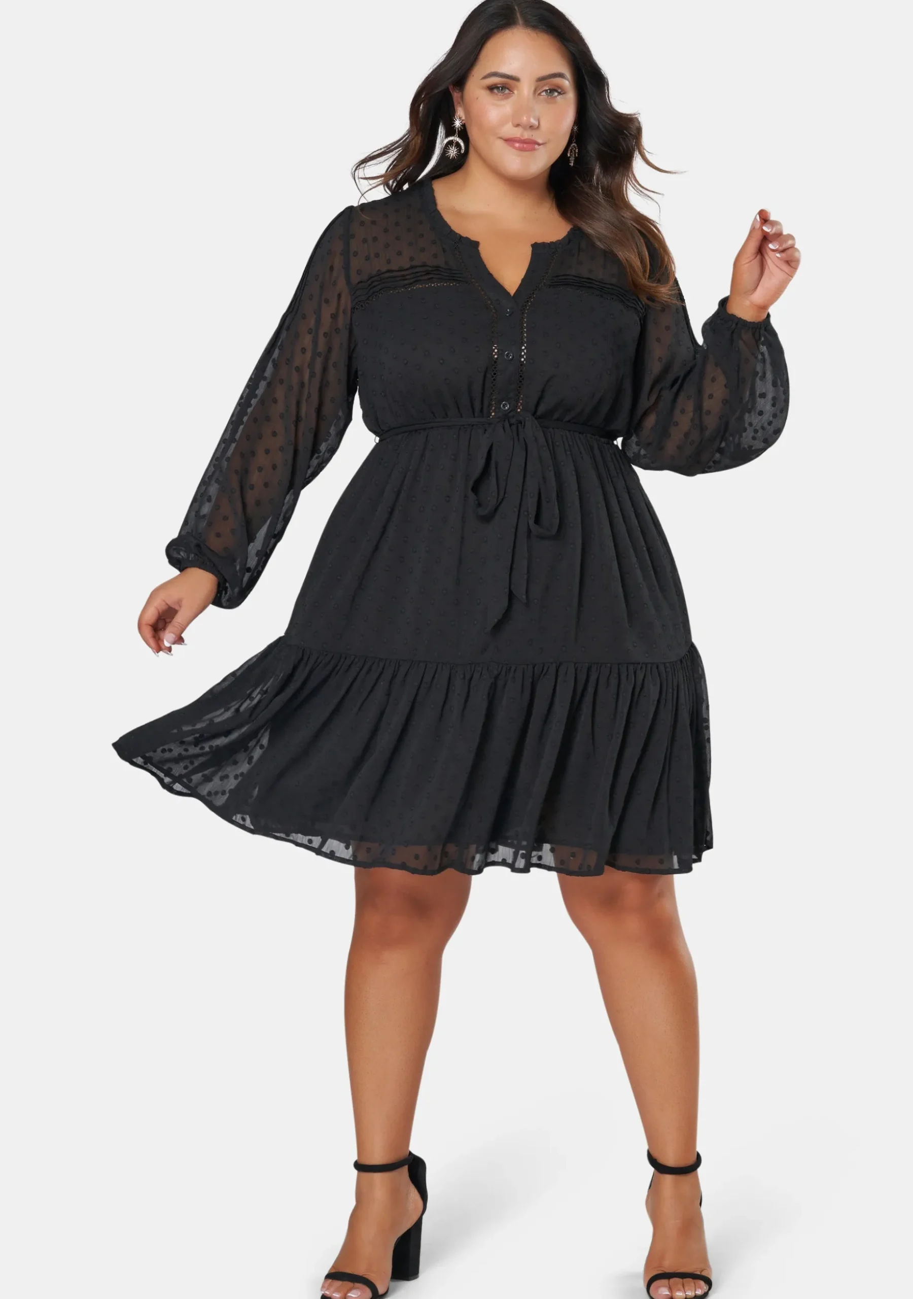 Sheer Silhouette Smock Dress