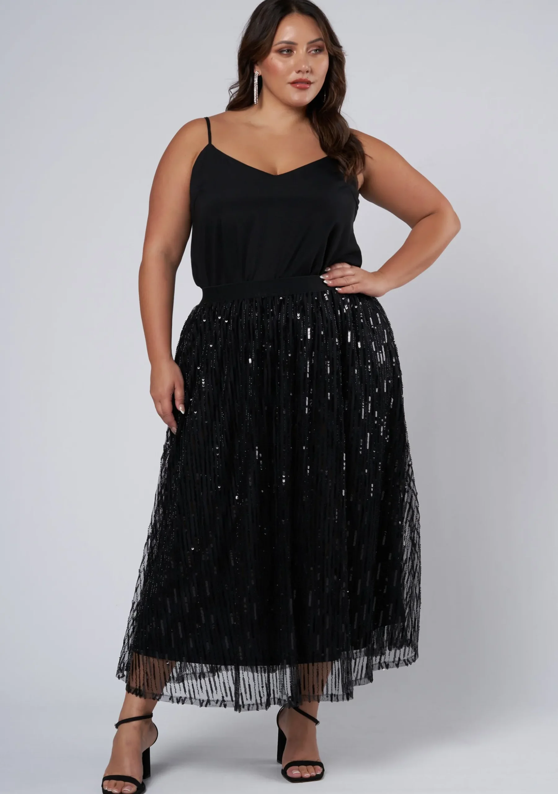 Tongue Tied Sequin Midi Skirt