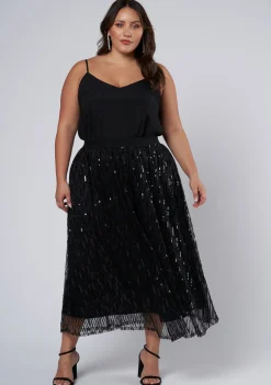 Tongue Tied Sequin Midi Skirt